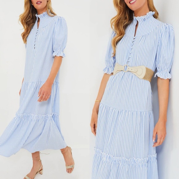 Margaret Seersucker Striped Maxi Dress